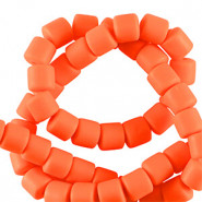 Polymer tube beads 6mm - Neon coral orange